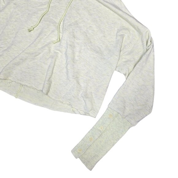 Nike Dri-Fit Womens Light Yellow Hooded Crop Top Long Sleeve sweater Small - Picture 6 of 6